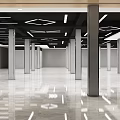 Modern Supermarket Department Store Interior With Shelves And Product Displays
