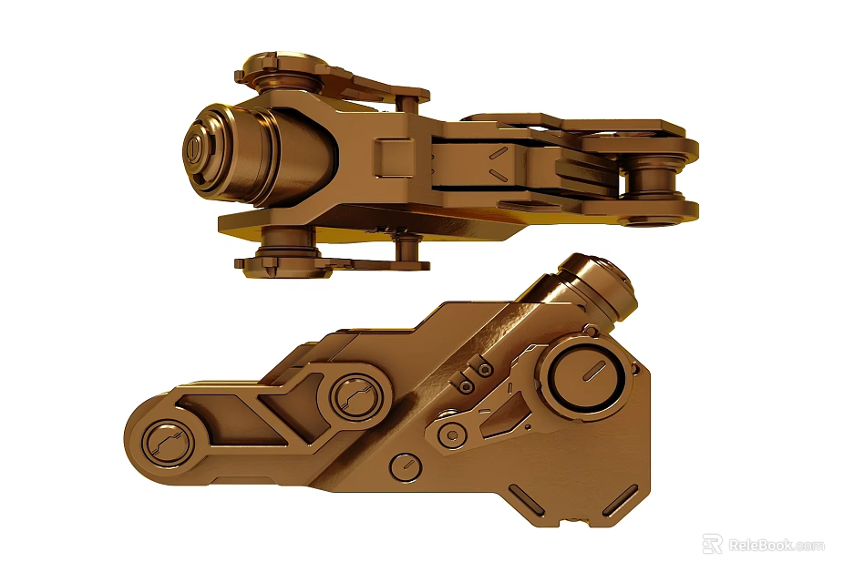 Brown Industrial Mechanical Parts Featuring Gear Components And Connecting Structures 3d model