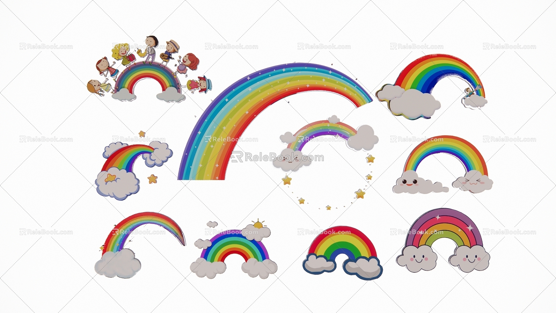 2D Cartoon Rainbow Silhouette model