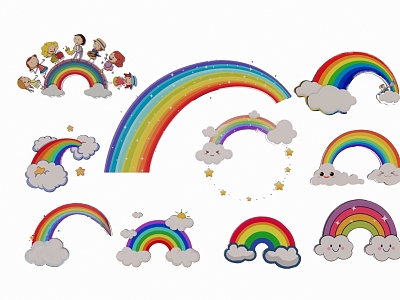 2D Cartoon Rainbow Silhouette model