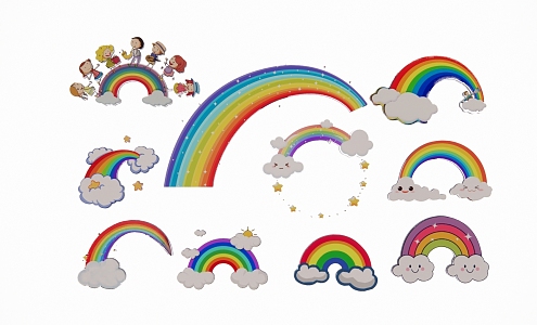 2D Cartoon Rainbow Silhouette 3d model