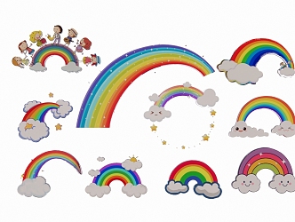 2D Cartoon Rainbow Silhouette 3d model