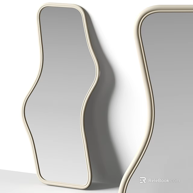Stylish Modern Mirror Design With Curved Frame And Shadow Effect On Wall 3d model