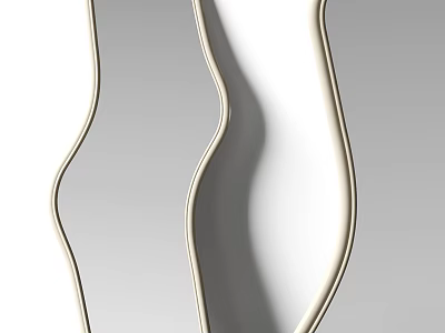 Stylish Modern Mirror Design With Curved Frame And Shadow Effect On Wall 3d model