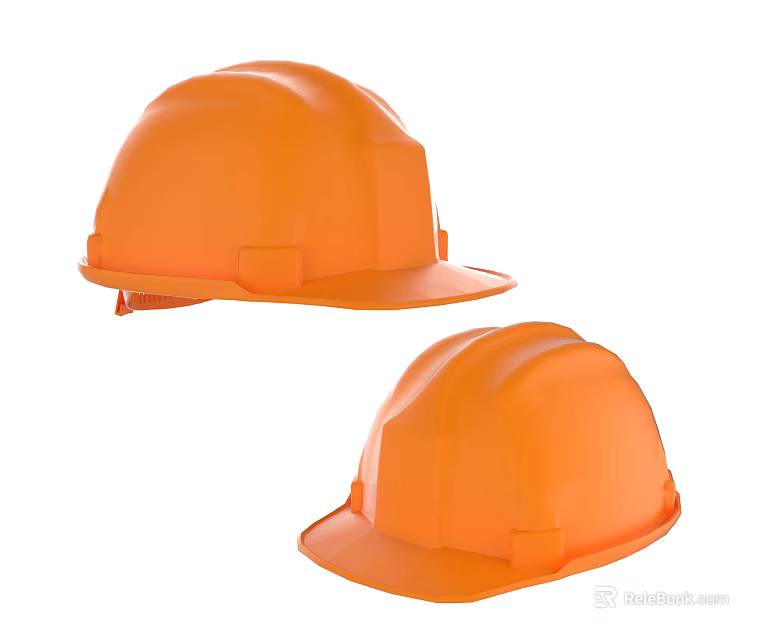 Two Orange Safety Helmets For Construction And Industrial Safety Use 3d model