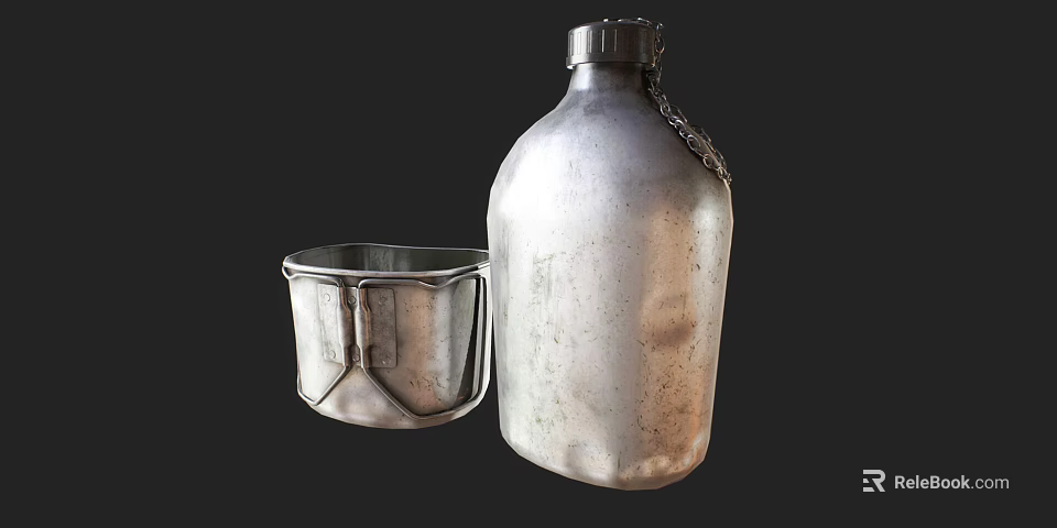 Practical Stainless Steel Daily Electrical Appliances Featuring Water Bottle And Small Container 3d model 