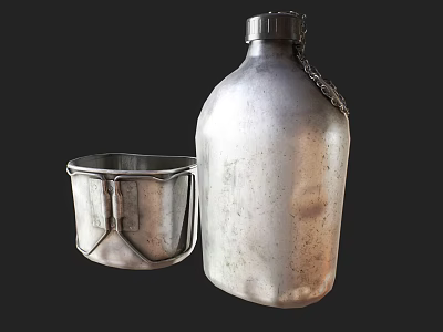 Practical Stainless Steel Daily Electrical Appliances Featuring Water Bottle And Small Container 3d model
