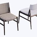 Contemporary Dining Chairs Featuring Dark Wooden Frame And Upholstered Gray White Seats