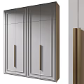 Modern Wardrobe With Sleek White Design Vertical Stripes And Metal Handles