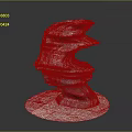 Wavy Sculpture With Textured Surface Design On Circular Stone Base