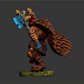 Horned Red Skinned Warrior Character With Dual Blue Axes Ornate Armor And Mythical Creature Elements