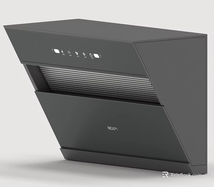 Modern Black Kitchen Range Hood With Control Panel And Ventilation Grid 3d model