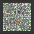 Detailed Miniature 3D Landscape Model With Mountains Rivers Buildings Trees And Paths