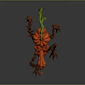 Game Movie Character Design With Orange Pumpkin Body Green Vine Tentacles And Sharp Claws
