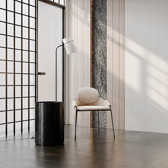 Modern leisure chair side table single chair floor lamp 3d model
