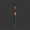 Ornate Mythical Sword With Red Hilt Golden Accents And Vibrant Green Blade Design