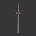 Electrical Utility Pole With Wooden Crossarms Insulators And Power Lines