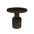 Elegant Modern Metallic Side Table With Round Top And Cylindrical Base 3d model
