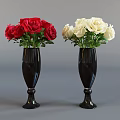 Elegant Black Vases With Fresh Red Roses And White Roses Floral
