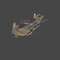 Futuristic Industrial Ship Design With Illuminated Lights And Metal Deck Platform