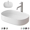 Modern White Countertop Washbasin With Sleek Chrome Faucet For Bathroom Design