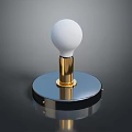 Modern Minimalist Lighting Combination With White Spherical Bulb Golden Pole And Reflective Black Base