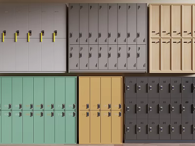 Various Colored Lockers With Secure Locks In Multiple Hues For Storage 3d model