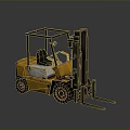 Yellow Heavy Duty Forklift With Metal Frame Cab Large Wheels And Forks