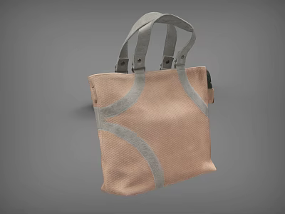 Stylish Beige Canvas Tote Bag Featuring Gray Trim Handles And Metal Buckles 3d model Stylish Beige Canvas Tote Bag Featuring Gray Trim Handles And Metal Buckles 3d model
