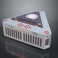 Modern Triangular Top Equipment With Circular Glowing Center Red Indicators And Cooling Grilles 3d model