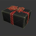 Black Striped Gift Box With Red Polka Dot Bow And Ribbon For Daily Use