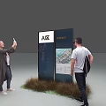 People Using Outdoor Guide Sign With AB Area Map And China Post Information 3d model