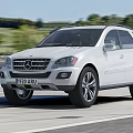White Mercedes Benz SUV Driving On Road 3d model