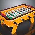 Pixel Style Foosball Table With Yellow Frame Green Surface White Players And Black Handles