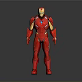 Red And Gold Iron Man Armor With Blue Chest Reactor Standing Pose On Gray Background
