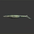 Realistic Prehistoric Marine Reptile Model With Green Patterned Skin Elongated Body And Fins
