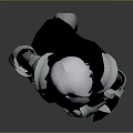 Game Movie Character With White Short Hair In Silver Black Armor Standing On Gray Background