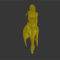 3D Female Character Model In Black Outfit With Long Hair High Heels And Cloak