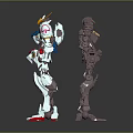 Robot Character Models Featuring White Blue Red And Gray Color Designs 3d model