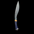Silver Carved Blade Knife With Blue Handle And Gold Accent Weapon