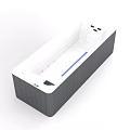 Modern Freestanding Bathtub With Dark Gray Exterior White Interior And Blue Accent Stripes