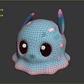 Cute Blue Creature Character With Red Big Eyes Purple Blue Ears And Pink Spots