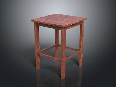 Wooden Square Top Side Table With Simple Design And Sturdy Legs For Home 3d model