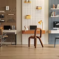 Stylish Home Office Desks With Decorative Walls Bookshelves And Modern Chairs