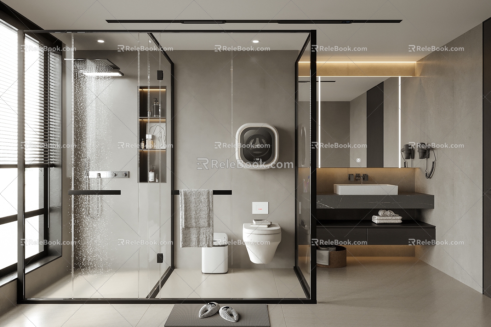 toilet sink shower shower bathroom mirror toilet 3d model