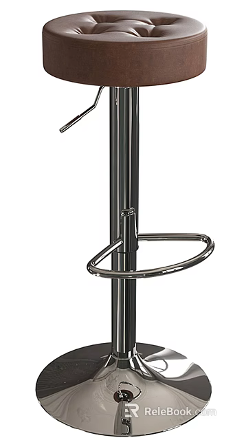 Modern Metal Bar Stool With Sleek Design And Circular Footrest Ring 3d model 
