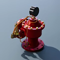 Red Fire Fighting Equipment Valve With Pressure Gauge And Pipe Connection