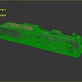 Vintage Steam Train Model With Black Body Red Roof On Green Grass Base