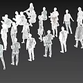 Diverse Group of People in Various Ages and Clothing Standing on Black Background