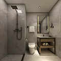 Modern Studio Apartment Bedroom With TV Kitchen Area Cabinets And Chairs